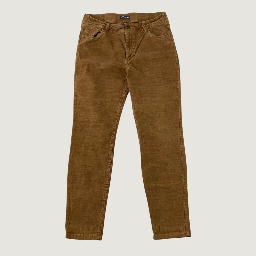 Toad&Co Corduroy Pants Women 12 Brown Casual Hemp Cotton Stretch Slim